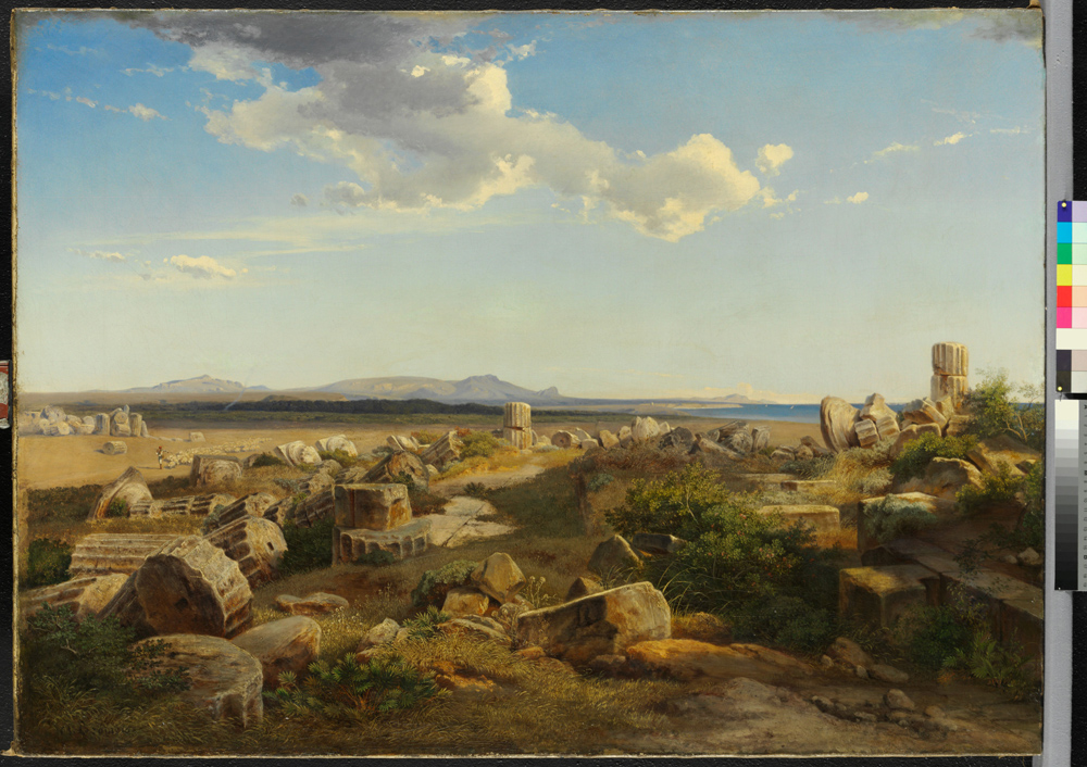Auch das Gemälde »Die Tempelruinen von Selinunt« von August Bromeis wird auf seine Profenienz untersucht. Quelle: Museumslandschaft Hessen Kassel